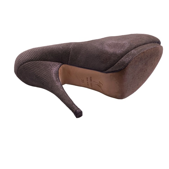 GIUSEPPE ZANOTTI Grey Snakeskin Platform Heels - Picture 8 of 8